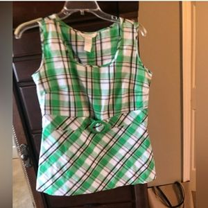 Y2k green white cream black top